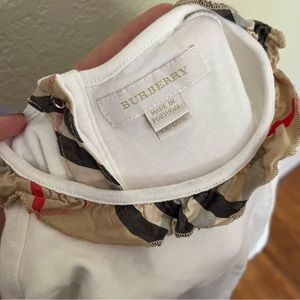Burberry White Long-sleeve Footie Baby Onesie 6M